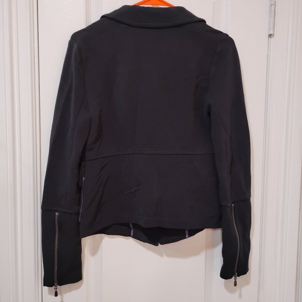 Anthropologie Women's Jacket Black Sylvia Surin Ponte Knit Notched Moto, XS - Picture 2 of 9